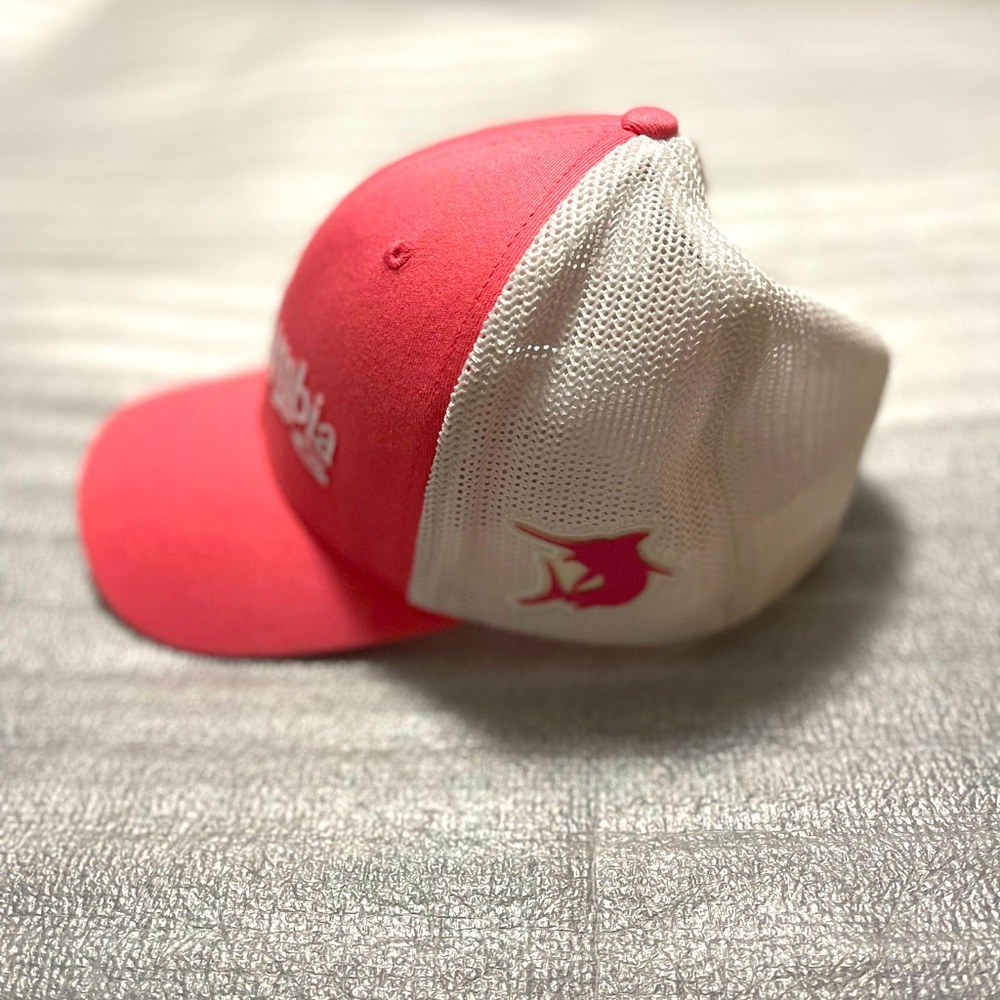 Columbia PFG Youth FlexFit Hat – Pink & White Mesh Trucker Style